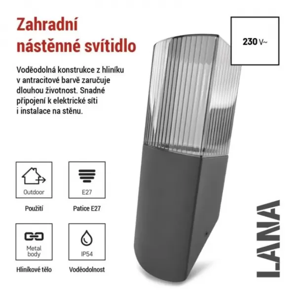 EMOS ZGL020P LED zahradní svítidlo nástěnné E27,IP54,MAX 25W