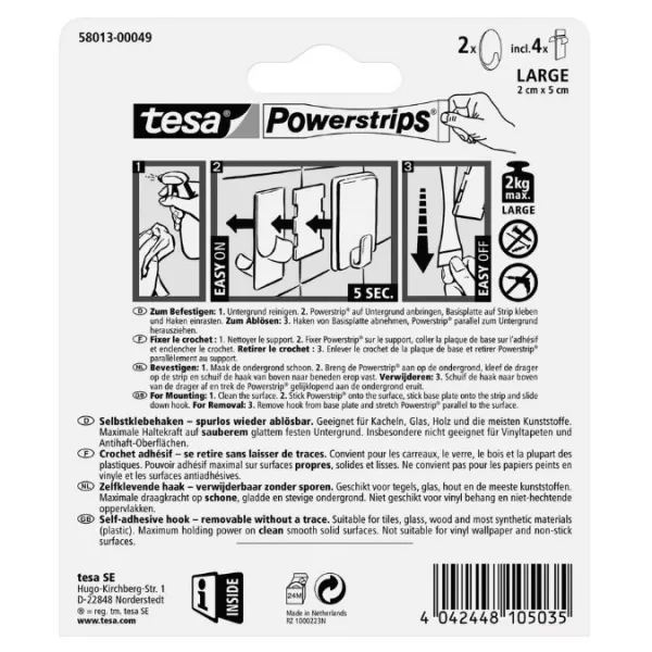 Háček TESA Powerstrips ovál bílý L