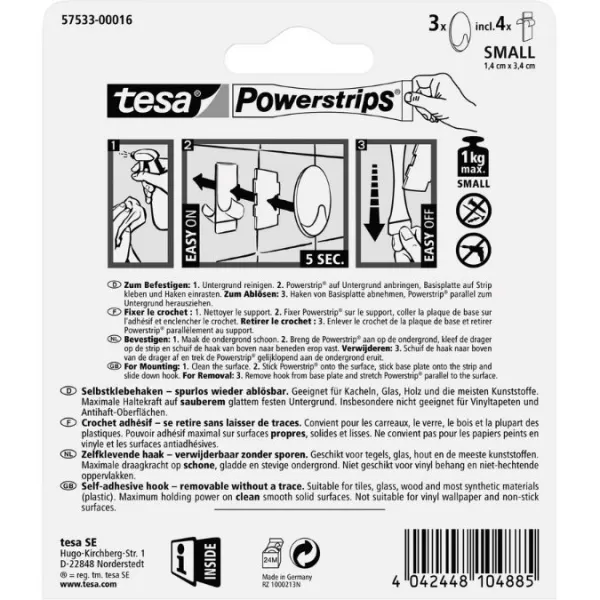 Háček TESA lepící Powerstrips S ovál bílý