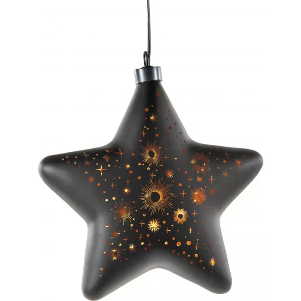 NIPEKO Dekor.hvězda černá 19cm LED