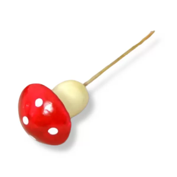 Dekorace - Zápich muchomůrka na drátku 6cm