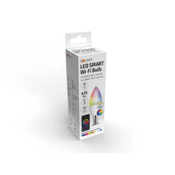 LED SMART WIFI žárovka,svíčka,5W,E14 RGB 400lm