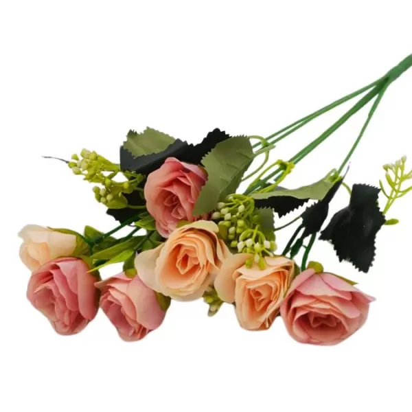 Dekorace - Kytice růží 5 výhonků 31cm starorůžová