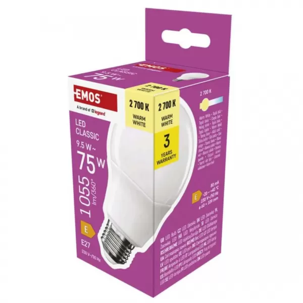 EMOS LED CLS A60 9,5W (75W) 1055lm E27 WW (ZQ5E51)