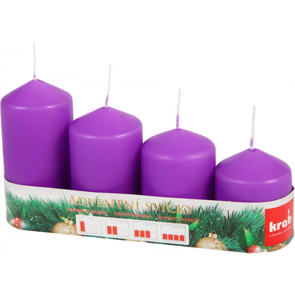 Svíčka adventní schody 50x60/75/90/105mm fialová