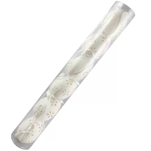 Dekorace - Vejce plast tuba 6cm/6ks bílá krajková