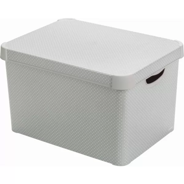 Úložný box L šedý s tečkami