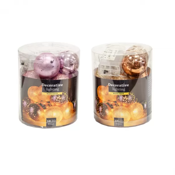 LED světýlka vnitřní koule růž/měď 10 LED 4cm 2ASS