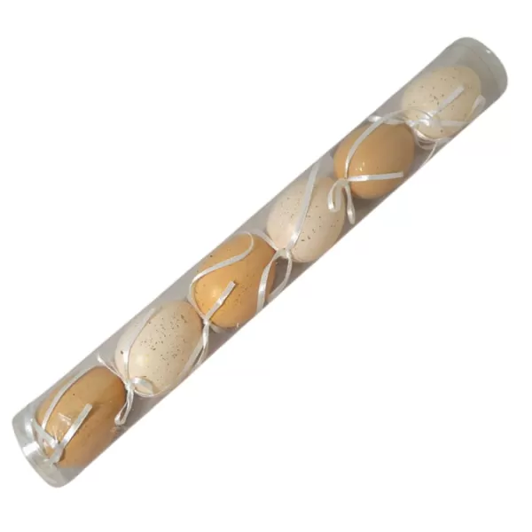 Dekorace - Vejce plast tuba 6cm/6ks přír.kropenatá