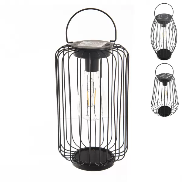 Svícen kov LED/solar černý 3ASS