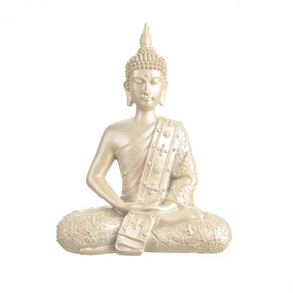 Budha polystone stříbrný 22x10x27 cm