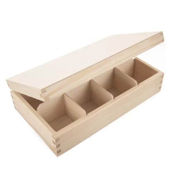 Box na čaj dřevo béžový 30x18x8 cm