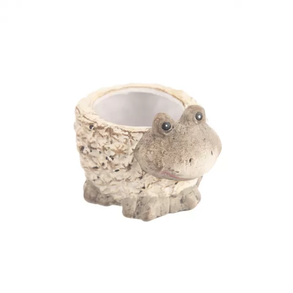 Květináč polyresin kamínky žába hnědý 12x9x8 cm