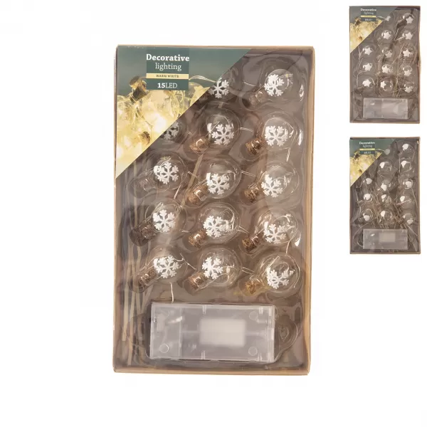 LED světýlka IN vánoční koule sklo 15 ks 3ASS