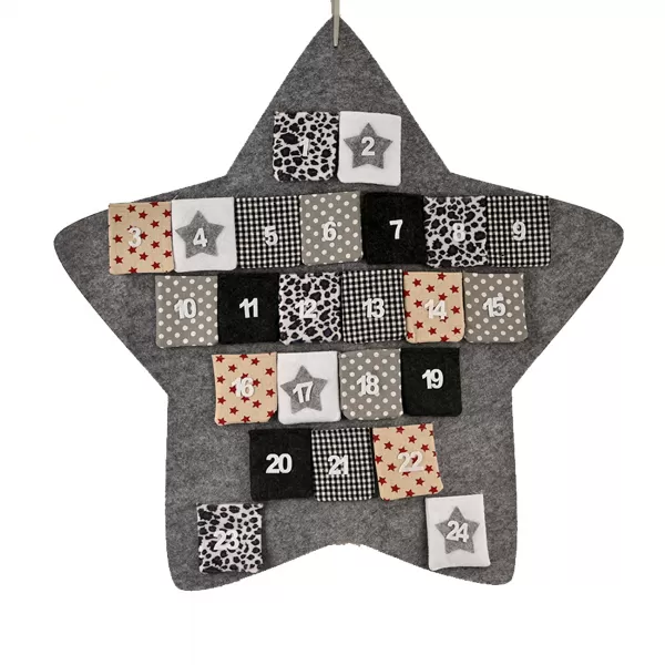 Kalendář adventní filc hvězda šedý pr. 70 cm