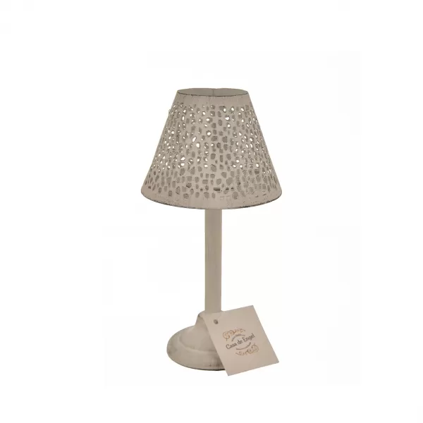 Svícen kov lampa puntík bílý 10x10x20 cm