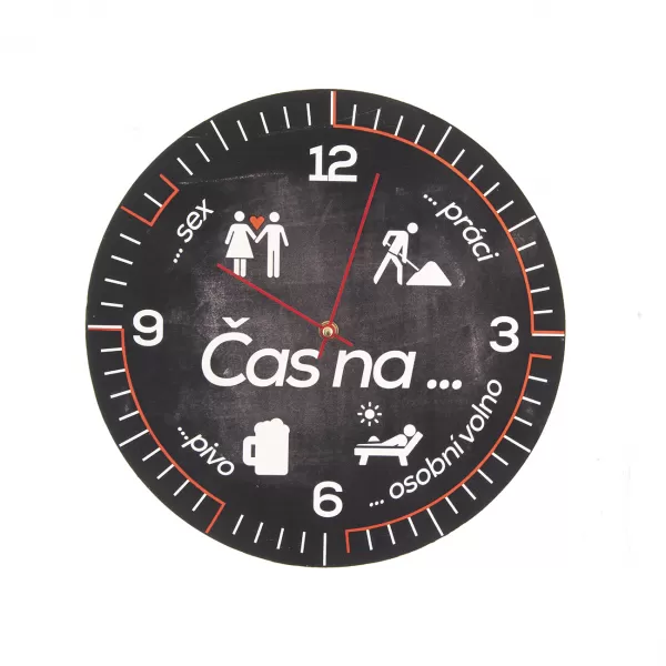 Hodiny nástěnné dřevo Čas na... pr. 34 cm