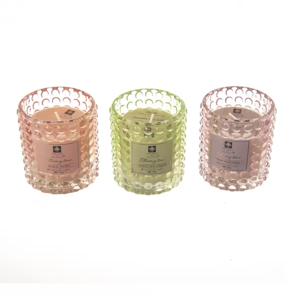 Svíčka sklo s vůní 150 g 8x8x8 cm 3ASS