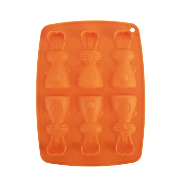 Forma silikon čokoláda zajíčci 6 oranžová