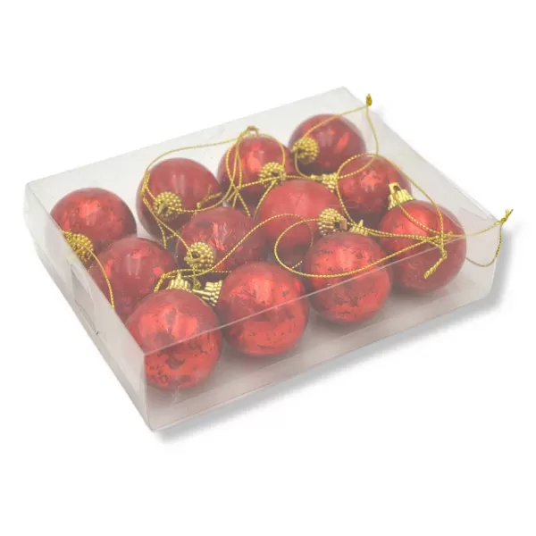 Dekorace - Koule vánoční pěna BOX 4cm, 12ks červená