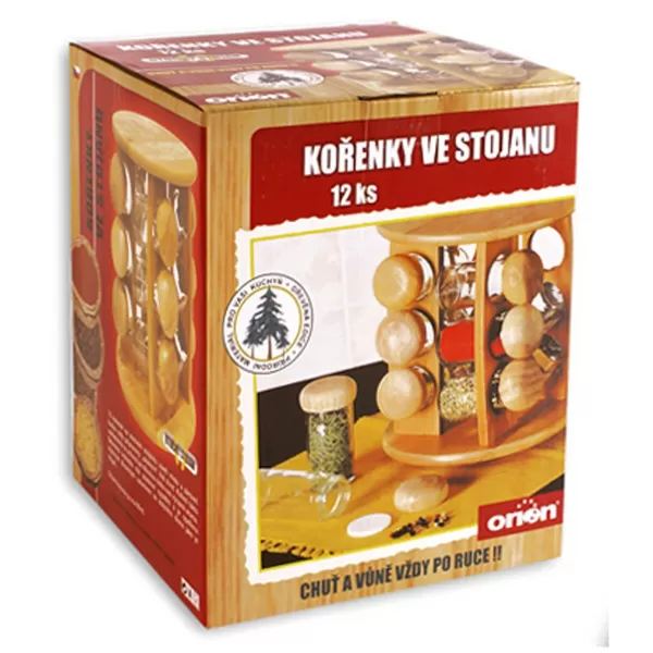Kořenka sklo/dřevo 12 ks+stojan dřevo