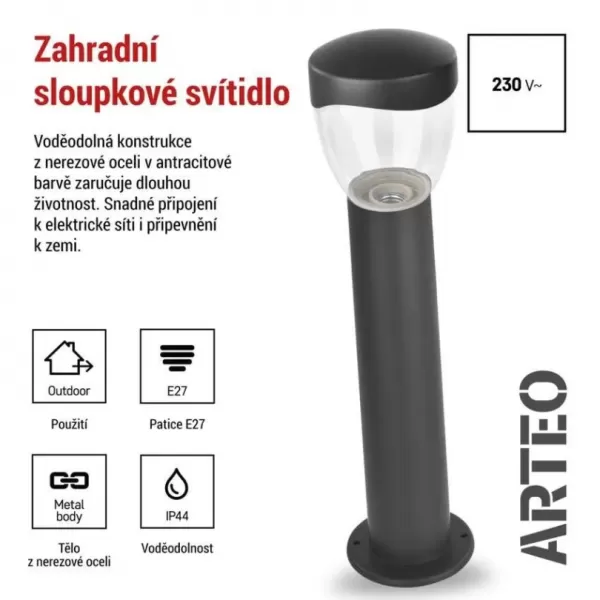 EMOS ZGA0A0P LED zahradní svítidlo sloupek E27,IP44,MAX 15W