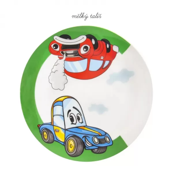 Sada jídelní porc. AUTO 112351 3ks + dárek příbor nerez dětský 3 ks AUTO 143688