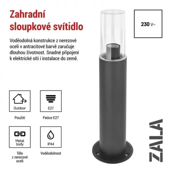 EMOS ZGC0A0P LED zahradní svítidlo sloupek E27,IP44,MAX 15W