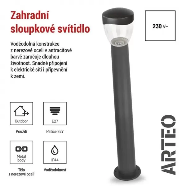 EMOS ZGA0C0P LED zahradní svítidlo sloupek E27,IP44,MAX 15W
