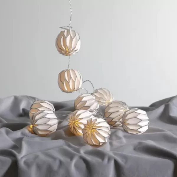 NIPEKO Lampionky bílo-stříbrné bat.čas.
