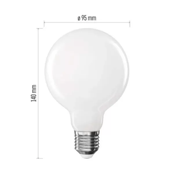 EMOS LED žárovka Filament G95/E27/7,8W (75W)/1055lm/teplá bílá ZF2D52