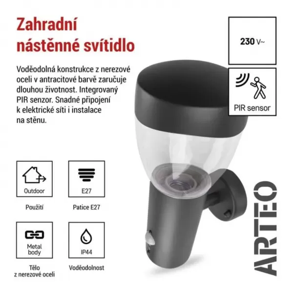 EMOS ZGA040P LED zahradní svítidlo nástěnné E27,IP44,MAX 15W