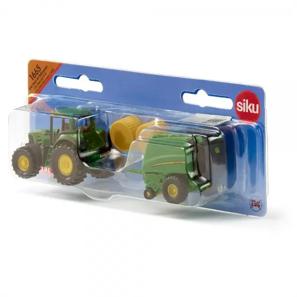 SIKU Blister-John Deere traktor s balíkovačkou