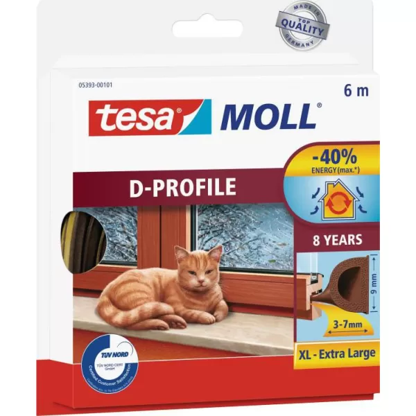 Těsnění do oken a dveří guma D 9x8mm 6m hnědé, TESA