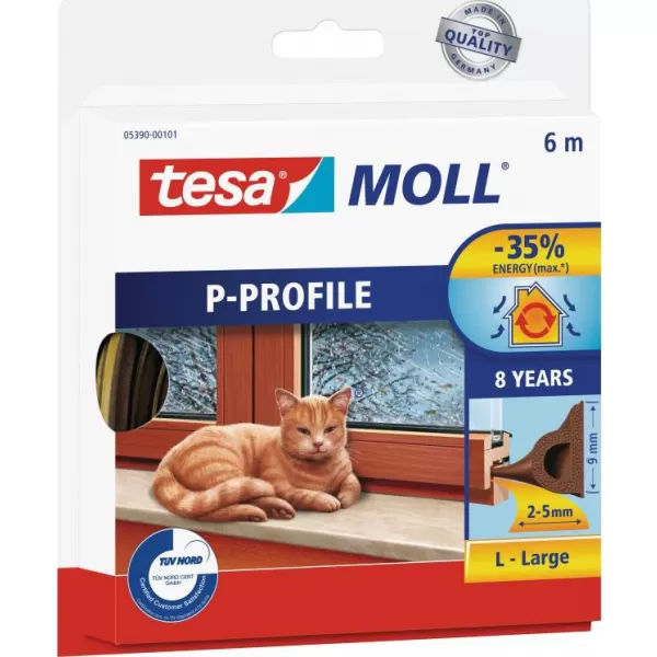 Těsnění do oken a dveří guma 9x5,5mm 6m hnědé, TESA