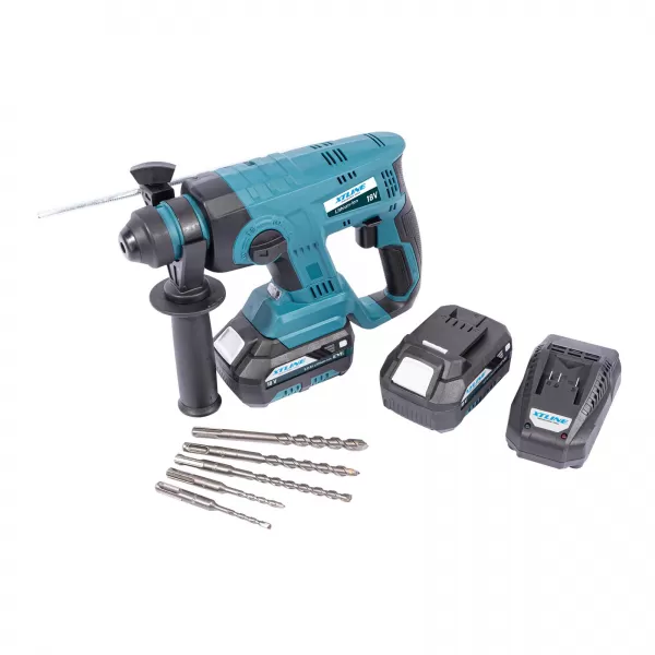 XT Aku kladivo SDS PLUS + 2 baterie 5.0Ah + sada vrtáků + nabíječka 3.5A + box