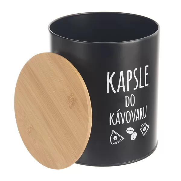 Dóza plech/bambus pr. 16 cm Kapsle BLACK CZ