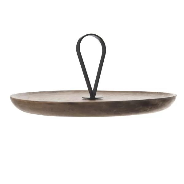 Podnos dřevo/kov úchyt MANGO pr. 30 cm