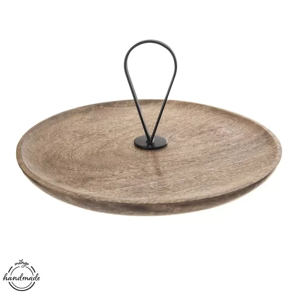Podnos dřevo/kov úchyt MANGO pr. 30 cm