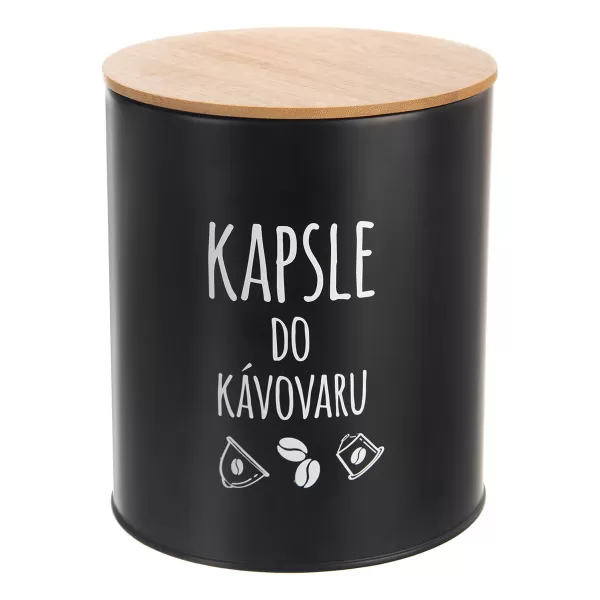 Dóza plech/bambus pr. 16 cm Kapsle BLACK CZ