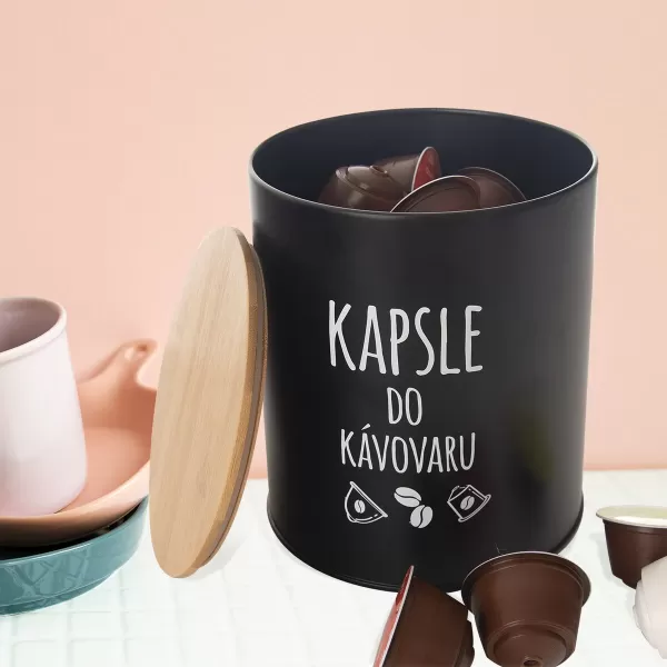 Dóza plech/bambus pr. 16 cm Kapsle BLACK CZ