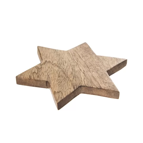 Podtácek dřevo MANGO hvězda pr. cca 12,5 cm 1 ks