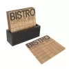 Podtácek dřevo+stojan Bistro 10x10 cm 4 ks