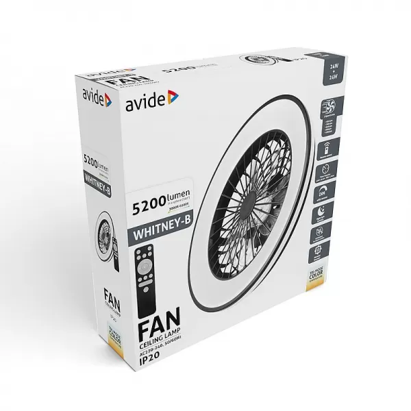 NIPEKO Stropní ventilátor WHITNEY 48W černý