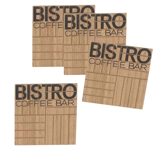 Podtácek dřevo+stojan Bistro 10x10 cm 4 ks