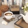 Podtácek dřevo+stojan Bistro 10x10 cm 4 ks