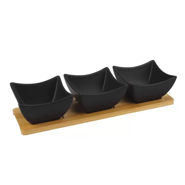 Miska porc.+bambus tác servírovací set BLACK