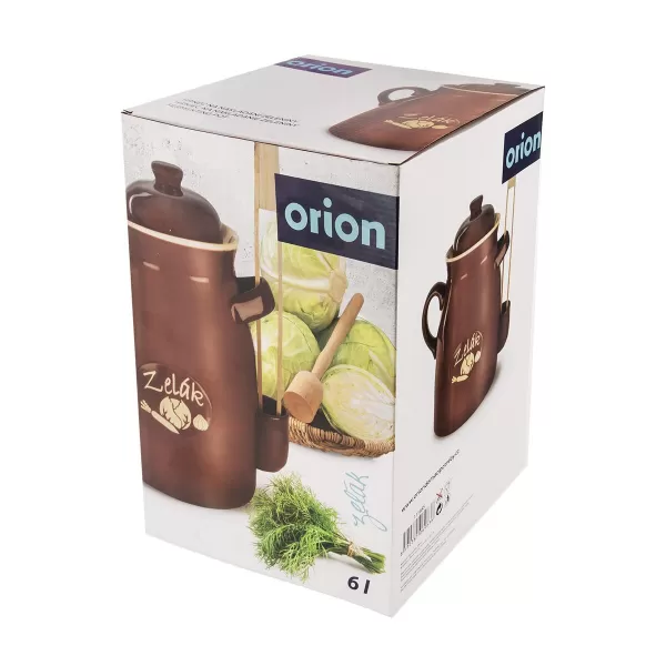 Hrnec ker. na nakládání+víko, kleště 6 l zelák