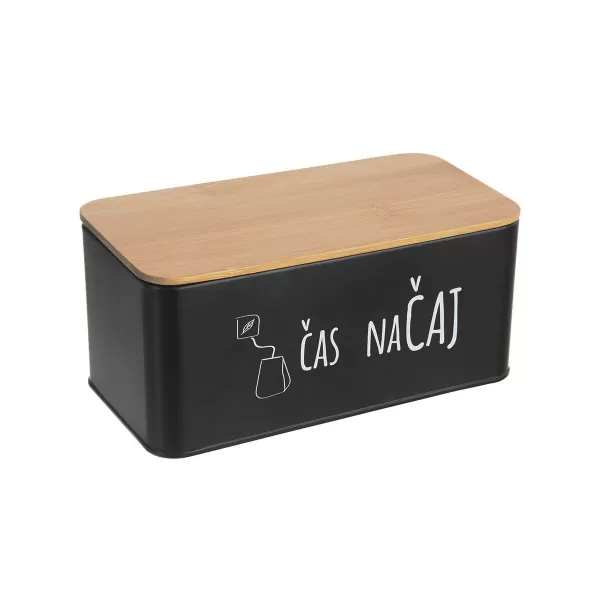 Dóza plech/bambus 20,3x10,3x9 cm Čas na čaj BLACK CZ, SK
