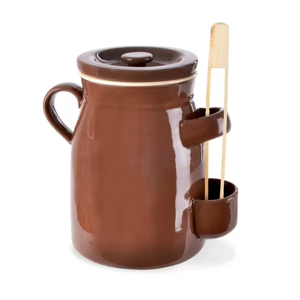Hrnec ker. na nakládání+víko, kleště 2,5 l zelák
